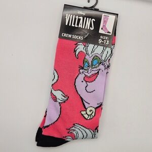 Disney Villains Ursula Adult Crew‎ Socks Size 9-13 NEW